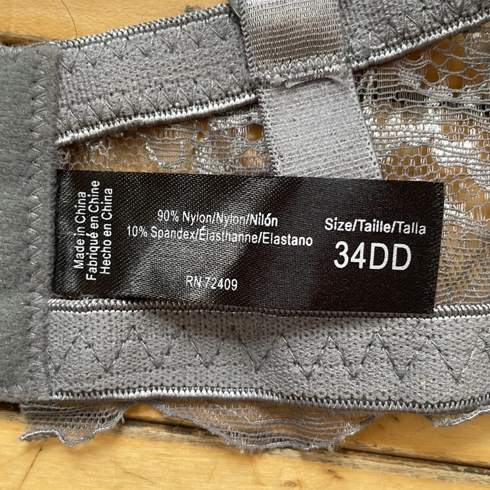 Rene Rofe Gray Lace Push-Up Bra - Picture 5 of 6